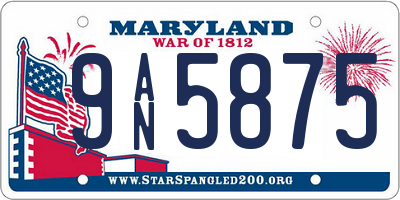 MD license plate 9AN5875