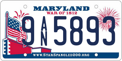 MD license plate 9AN5893