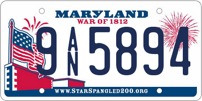 MD license plate 9AN5894