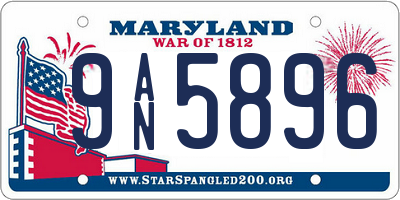MD license plate 9AN5896
