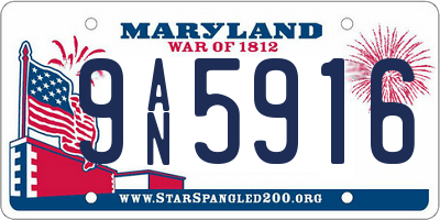 MD license plate 9AN5916