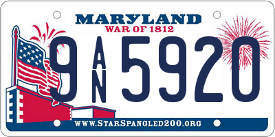 MD license plate 9AN5920