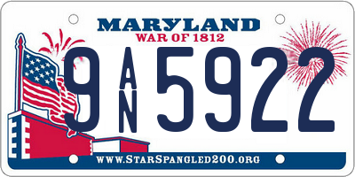 MD license plate 9AN5922