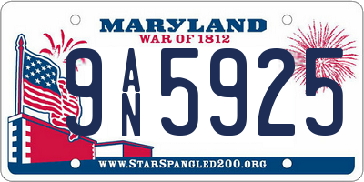 MD license plate 9AN5925