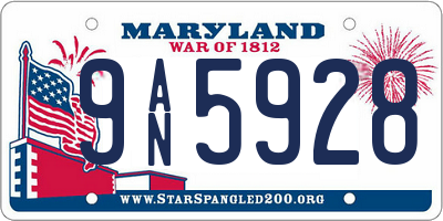 MD license plate 9AN5928