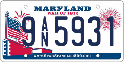 MD license plate 9AN5931
