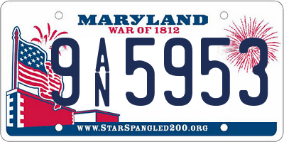 MD license plate 9AN5953