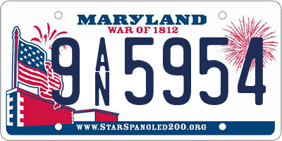 MD license plate 9AN5954