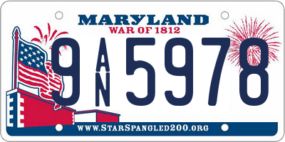 MD license plate 9AN5978