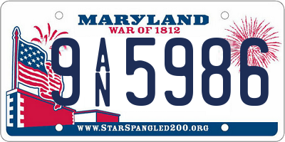 MD license plate 9AN5986