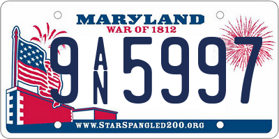 MD license plate 9AN5997