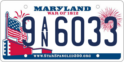 MD license plate 9AN6033