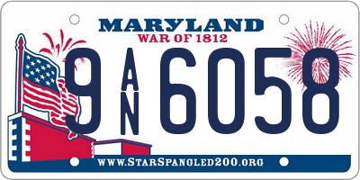 MD license plate 9AN6058
