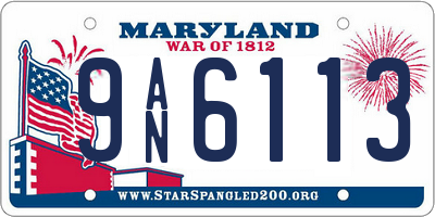 MD license plate 9AN6113