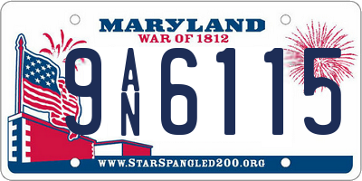 MD license plate 9AN6115