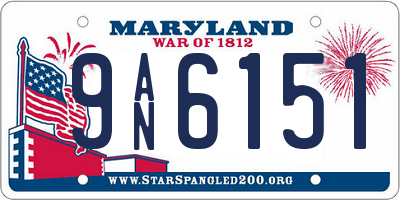 MD license plate 9AN6151