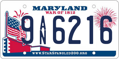 MD license plate 9AN6216