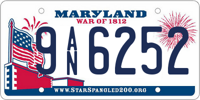 MD license plate 9AN6252