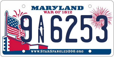 MD license plate 9AN6253