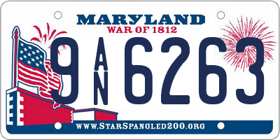 MD license plate 9AN6263