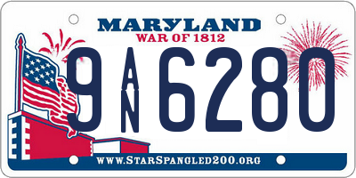 MD license plate 9AN6280