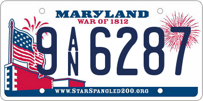 MD license plate 9AN6287