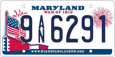 MD license plate 9AN6291