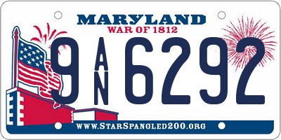 MD license plate 9AN6292
