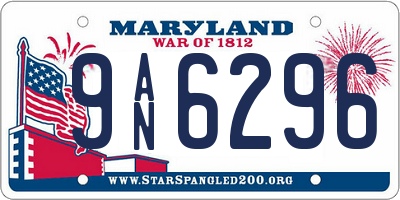 MD license plate 9AN6296