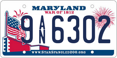 MD license plate 9AN6302