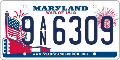 MD license plate 9AN6309