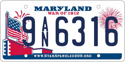 MD license plate 9AN6316