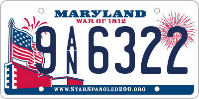 MD license plate 9AN6322