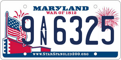 MD license plate 9AN6325