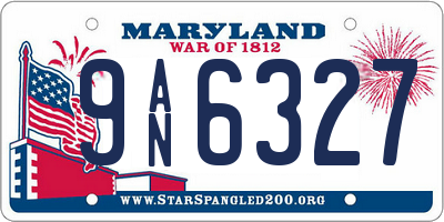 MD license plate 9AN6327