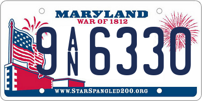 MD license plate 9AN6330