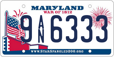 MD license plate 9AN6333