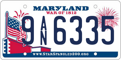 MD license plate 9AN6335