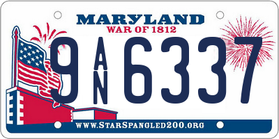 MD license plate 9AN6337