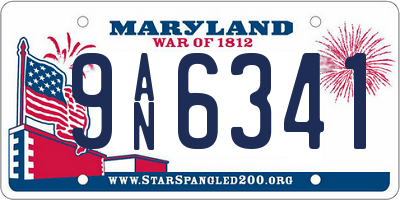 MD license plate 9AN6341