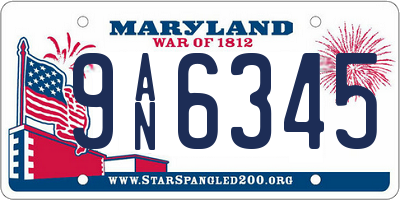 MD license plate 9AN6345