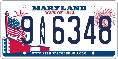 MD license plate 9AN6348