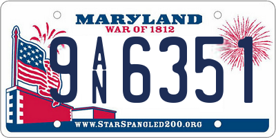 MD license plate 9AN6351