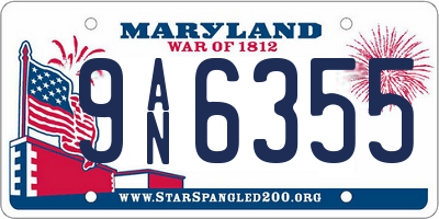 MD license plate 9AN6355