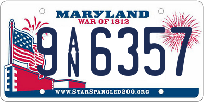 MD license plate 9AN6357