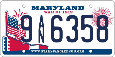 MD license plate 9AN6358