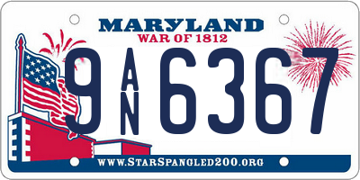 MD license plate 9AN6367