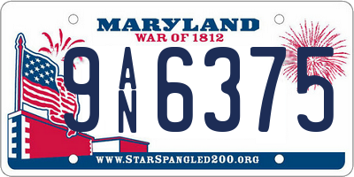 MD license plate 9AN6375