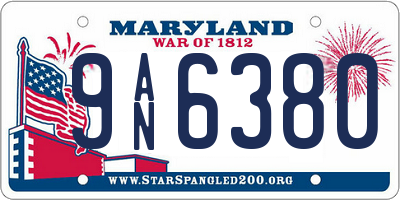 MD license plate 9AN6380
