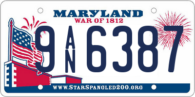 MD license plate 9AN6387